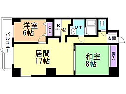 クレア東札幌 2LDKの間取図画像
