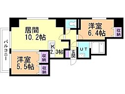カサ・ビアンコ 2LDKの間取図画像