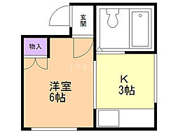 リバーサイドオガタ 1Kの間取図画像