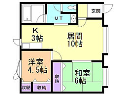パールハイツ 2LDKの間取図画像