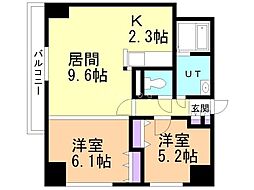 カサ・ビアンコ 2LDKの間取図画像