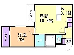 札幌市白石区菊水一条4丁目マンション 1LDKの間取図画像
