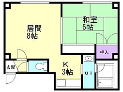 NB2 1LDKの間取図画像