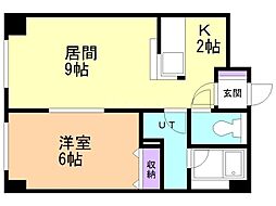 ラアムール白石 1LDKの間取図画像