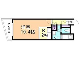 グレイシャス美園 1Kの間取図画像