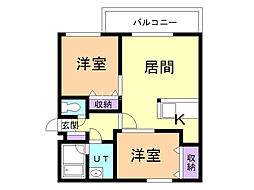 パルコ白石 2LDKの間取図画像