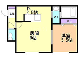 メゾン東札幌 1LDKの間取図画像