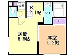 クラリス本郷通 1LDKの間取図画像