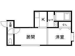 プランドールハイツ 1LDKの間取図画像