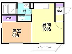 アリーハウスナキスカ 1LDKの間取図画像