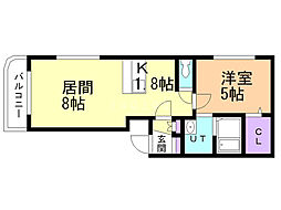 グランメールパラダイス 1LDKの間取図画像
