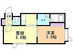 コーポ大友 1DKの間取図画像