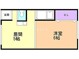 コーポリヨン 1DKの間取図画像