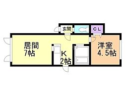 フォレスト栄弐番館 1LDKの間取図画像