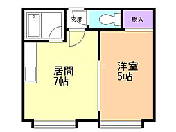 JPコート南郷A棟 1DKの間取図画像