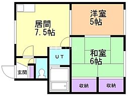 ハイデンスMS 2DKの間取図画像