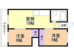 ハイツ雅 2LDKの間取図画像