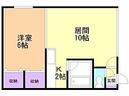 中津川ハイツ 1LDKの間取図画像