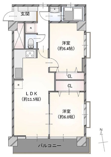 2LDK 間取り