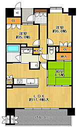 サンデュエル船岡駅前レジデンス 3LDKの間取図画像