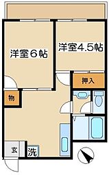 サンセイハイツ 2DKの間取図画像
