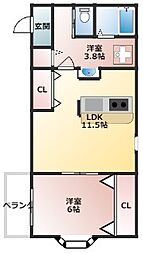コーポ中葛西 1LDKの間取図画像