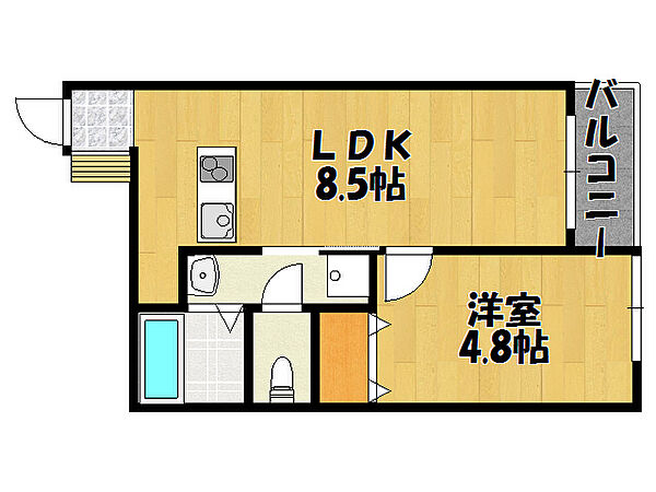 ＡＱＵＡ明石　ｆｌａｐ 101｜兵庫県明石市西新町1丁目(賃貸アパート1LDK・1階・29.40㎡)の写真 その2