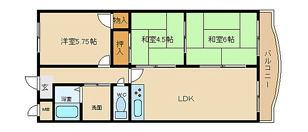 エクセル東加古川壱番館 405｜兵庫県加古川市平岡町高畑(賃貸マンション3LDK・4階・59.40㎡)の写真 その2