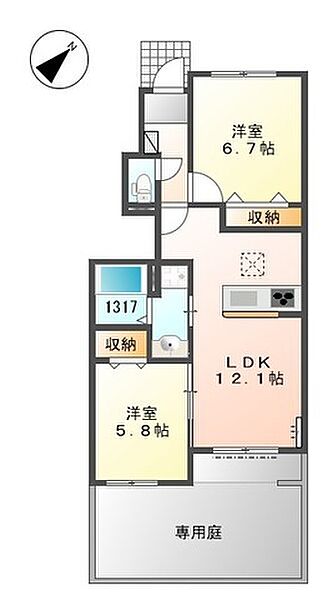 ボンメゾン12 106｜兵庫県姫路市飾磨区阿成渡場(賃貸アパート2LDK・1階・54.60㎡)の写真 その2