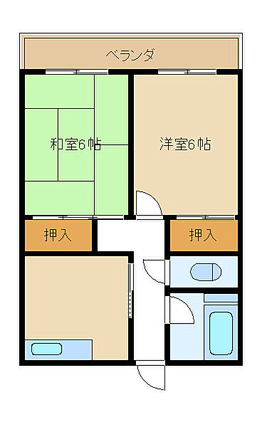 明神マンション1号棟 401｜兵庫県明石市西明石北町3丁目(賃貸マンション2LDK・3階・43.00㎡)の写真 その2