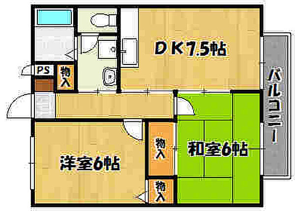 兵庫県明石市太寺1丁目(賃貸アパート2DK・2階・45.00㎡)の写真 その2