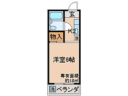 ロンシャン墨染 1Kの間取図画像