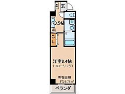 ドムスタレイア石田大受 1Kの間取図画像