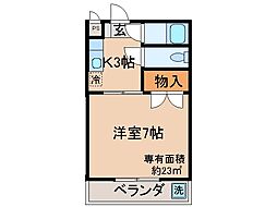 クレアトール23 1Kの間取図画像