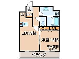 ジュネス神楽田 1LDKの間取図画像