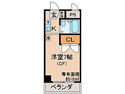 ヴェルジェ 1Kの間取図画像