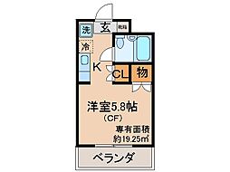 サンガーデン・山科 1Kの間取図画像