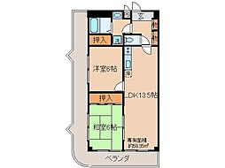 インペリアルパレスリバーサイド 2LDKの間取図画像