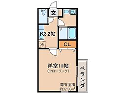 マーベラス椥辻 1Kの間取図画像