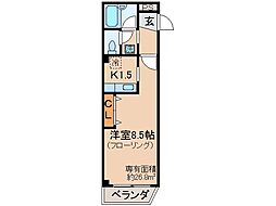 アビタシオン・伏見 1Kの間取図画像