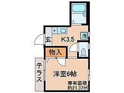 クリーングッド2 1Kの間取図画像