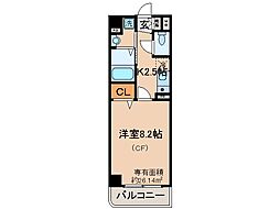 グランツェントA 1Kの間取図画像