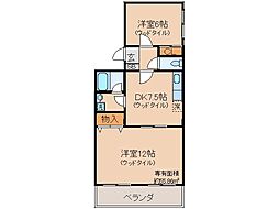 シャルム醍醐 2DKの間取図画像