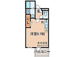 グランデコート大宅SOUTH ワンルームの間取図画像