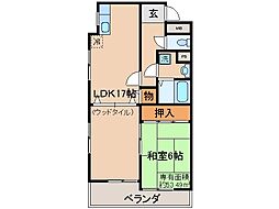 ビラ・クレール 1LDKの間取図画像