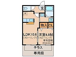 サンパティック御陵 1LDKの間取図画像