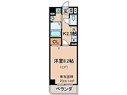 グランツェントA 1Kの間取図画像