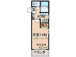 パレット 1Kの間取図画像