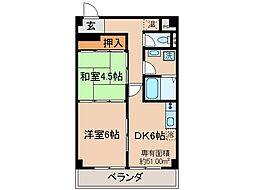 ラパンジール城陽 2DKの間取図画像