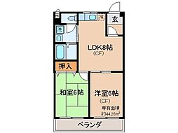 レジデンス伏見 2LDKの間取図画像